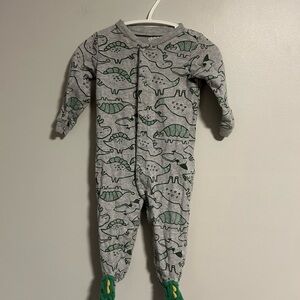 Carter's 6/9m Gray and Green Dinosaur button up sleeper